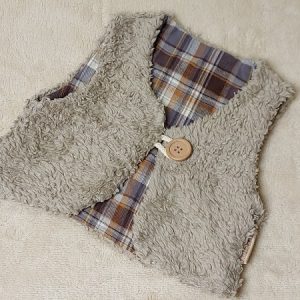 bodywarmer teddy beige ruit