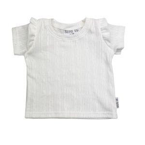 Ruffle pointelle – Ecru korte mouw