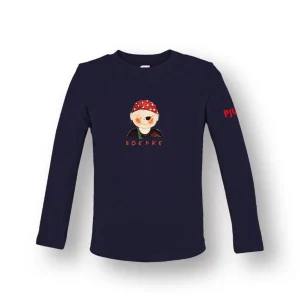 Navy babyshirt met piraatje