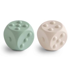 Mushie Dice Press Toy Groen/Wit