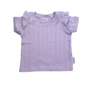 Ruffle pointelle – Lila korte mouw