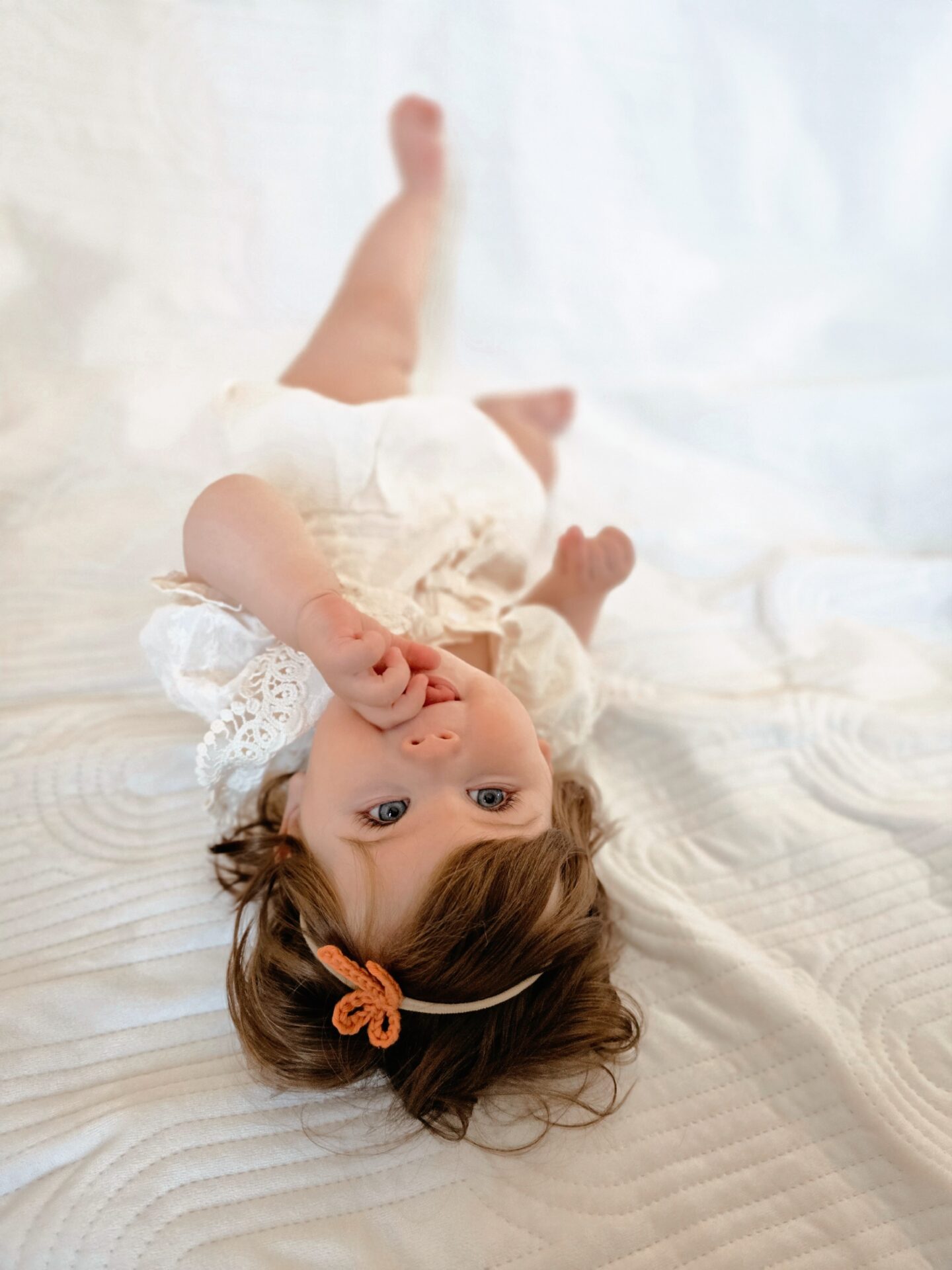 baby haarbandje oranje gehaakte strik