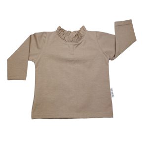 Shirt col lange mouw – Taupe