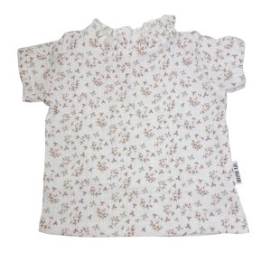 Col – Korte mouw – Mousseline roze bloem