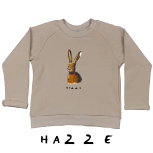 Beige kindersweater met haas