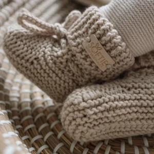 Softie | Merino wollen babyslofjes licht beige 0-6 maanden