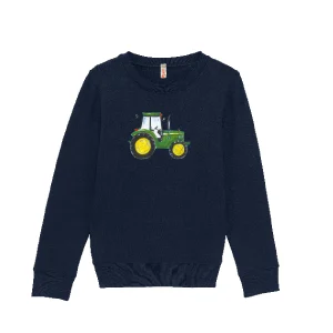 Blauwe sweater met John Deere
